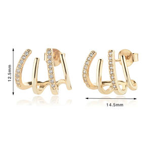 Stylish <b>Ear</b> Wraps for Women <b>Ear</b> <b>Cuff</b> With 4 Layer Claw Setting Stud <b>Earrings</b> 18K Pure Gold or Silver Lab Diamond Party Wear Use - Product Image 4