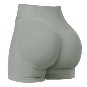 Mujeres 4 \ "Cintura alta Satén Gimnasio Fitness Shorts Shadesdeports Seamless Scrunch Butt Sport Shorts Cintura elástica Butt Plus Size - Product Image 1
