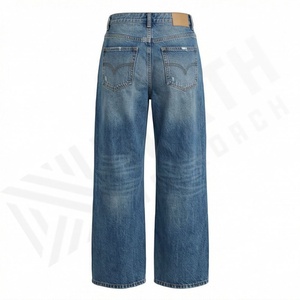 Pantalones de Mezclilla Transpirables con Cintura Elástica, Pierna Ancha, al por Mayor, Pantalones Casuales de Moda para Mujer, Holgados, OEM, Premium, Modernos - Product Image 2