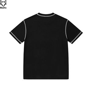 Custom Men's Solid HD Print <b>Beaded</b> Front Style T-Shirt O-Neck Collar Oversize Contrast <b>Trim</b> Featuring Rhinestone Digital Logo - Product Image 2