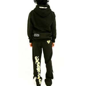 ชุดวอร์มและกางเกงมีฮู้ดสำหรับผู้ชายชุดวิ่งจ๊อกกิ้งผ้าฝ่นกรดแบบกำหนดเองโลโก้ - Product Image 3