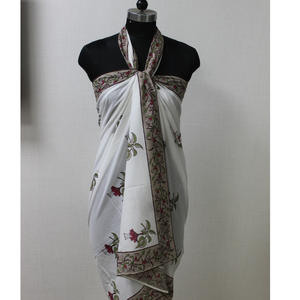 Alabama Crimson algodón suave Sarong/Pareo indio Floral mano bloque estampado ropa de playa para mujeres para mamá amiga dama de honor - Product Image 1