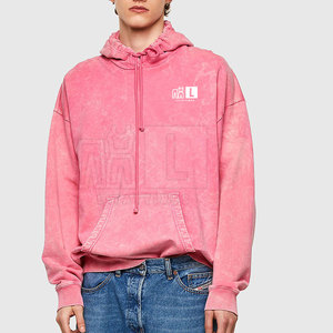 Cómoda transpirable 100% algodón sólido ácido lavado invierno hombres Sudadera con capucha de alta calidad bajo MOQ - Product Image 6