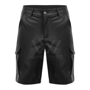 Pantalones cortos de cuero para hombre con contraste de Color a precio barato, pantalones cortos de cuero cómodos de alta calidad para hombre - Product Image 1