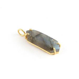 24k Gold Plated DIY Jewelry Finding Components Natural Blue Flashy Labradorite Prong Set <b>Pendant</b> Connector for Jewelry Making - Product Image 4