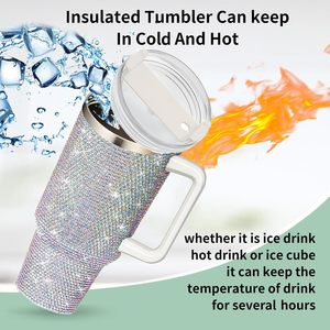 Gobelet isotherme réutilisable en acier inoxydable avec diamants incrustés, sans BPA, 40 oz, pour la 25e anniversaire des États-Unis, vente en gros - Product Image 3