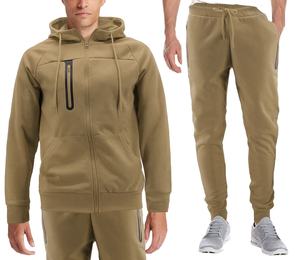 Ensemble 2 pièces tendance automne-hiver pour hommes Veste à capuche écologique avec fermeture éclair Pantalon de survêtement en molleton imprimé Grande taille Jogging d'entraînement - Product Image 5