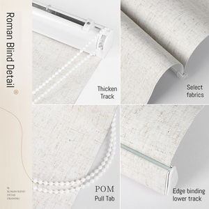 Stores romains occultants sur mesure en tissu de lin plat, certifiés CE, vente en gros directe usine pour chambre, bureau, hôtel - Product Image 5