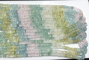 Perles en forme de rondelle de pierres précieuses d'aigue-marine naturelle de haute qualité multi-facettes pour la fabrication de bijoux-Perles de pierre en gros - Product Image 1