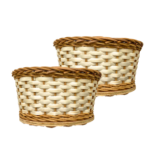 Cesta de mimbre para almacenamiento de pan de ratán de fibra natural tejida a mano con base de madera para mostrar, servir y almacenar pan - Product Image 1