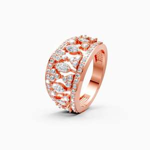 Anillo de Lujo Sostenible con Diamantes Cultivados en Laboratorio de Inspiración Vintage, con Halo y Agrupación de Diamantes, con 1.16 Ct |   En oro amarillo, blanco y rosa de 9 quilates - Product Image 1
