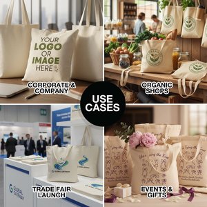 Customizable 220 Gsm Cotton Tote <b>Bags</b> with Leopard Pattern <b>Long</b> Handle Eco-Friendly & Reusable for Screen Printing - Product Image 5