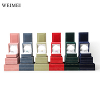 WEIMEI Boîte à bijoux rectangulaire avec lumière LED Velours Rangement Anneaux Bracelets Colliers pour affichage de bijoux Emballage cadeau