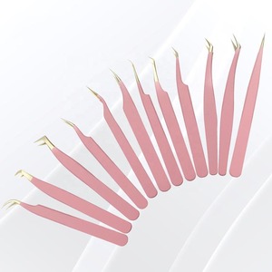 Ensemble de pinces à cils incurvées de volume de pointe de fibre coudée professionnelle 45 90 degrés pour l'utilisation de beauté de sourcil d'extension de cils - Product Image 6