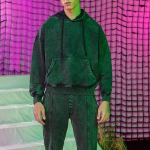 Venta al por mayor 100% de algodón lavado ácido chándal para hombre transpirable ropa deportiva de moda de alta calidad conjunto de ropa de calle a un precio razonable - Product Image 6