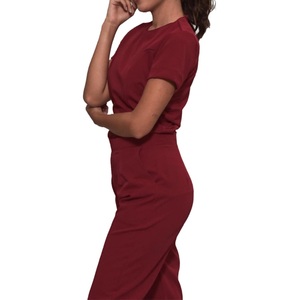 Médecin et infirmière uniforme hommes poche couleur unie à manches courtes col en v infirmière uniforme costume à la mode infirmière uniforme conception pour les femmes - Product Image 3