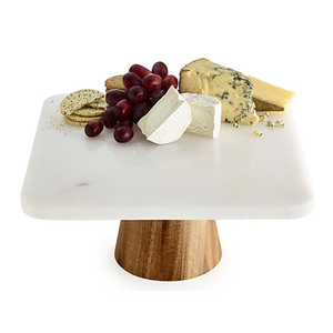 Soporte de exhibición de frutas y pasteles de mármol liso de alta calidad con Base de madera Soporte de exhibición de pasteles para cocina Soporte de decoración de entrada - Product Image 5