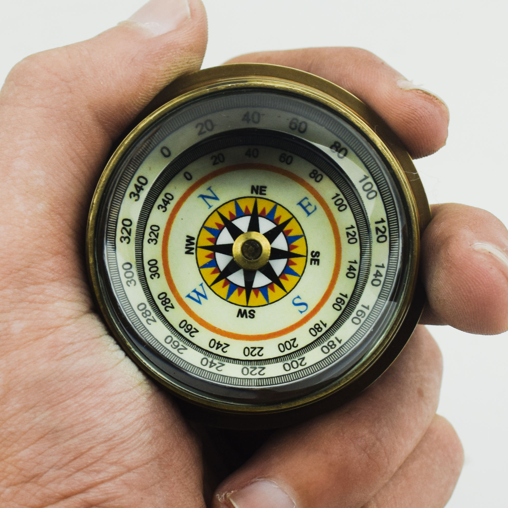 Latão Lenticular Compass com um peso Dial-papel flutuante|