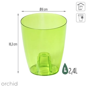 Maceta para orquídeas Coubi de 2.4 l, dimensiones (mm) 160x160x183, color verde transparente - Product Image 3