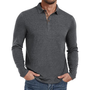 Polos Personalizables de Manga Larga para Hombre para Primavera/Verano, Tejido Jersey Transpirable con Cuello Alto y Diseño Sólido - Product Image 6