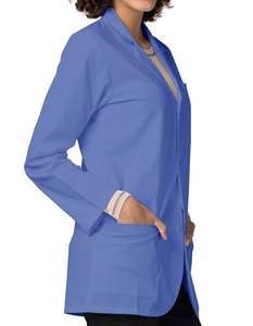 Blouse de laboratoire unisexe en polyester/coton extensible, blouse de médecin, blouse d'infirmière, manches longues, blanc, coupe nette, uniforme - Product Image 4