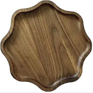 Bandeja de madera con estampado de esmalte de forma ovalada, bandeja de servicio de madera maciza personalizada para uso en el hogar y el restaurante - Product Image 4