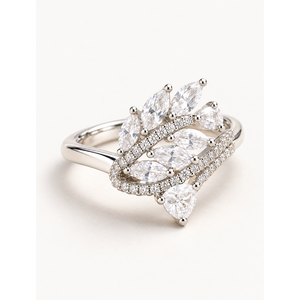 แหวนออโรร่าลีฟแคสเคด - แหวนทองชุบสแตนเลสประดับพลอยสไตล์โบฮีเมียนแบบหนามเตย - Product Image 1