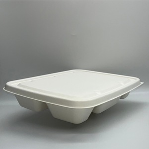 Food Packing Paper Pulp Sugarcane Disposable Plates and <b>Sandwich</b> Takeaway <b>Boxes</b> with Handle for Salads Noodle Matt Lamination - Product Image 6