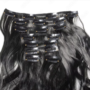 Extensions de cheveux vierges bruts de temple à clipser directement de l'usine indienne Cheveux humains de haute qualité à trame droite de style brésilien - Product Image 1