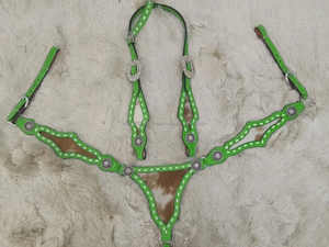 Ensemble de sellerie western en cuir véritable avec surpiqûres à boucles, personnalisable pour l'équitation - Product Image 3