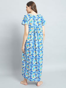 Camisón de Encaje 100% Algodón para Mujer, Manga Media, Largo Completo, Tejido Transpirable, Estampado Floral, Elegante, Otoño/Primavera/Verano - Product Image 2