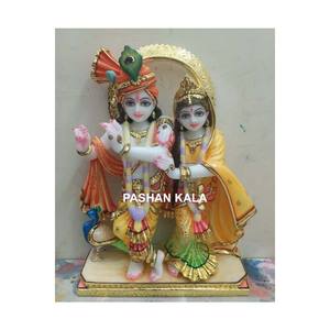 Lujosa estatua de Dios de mármol puro Radha Krishna para adoración en el templo Makrana estatuas de Dios de mármol blanco Stock disponible con PairP - Product Image 1