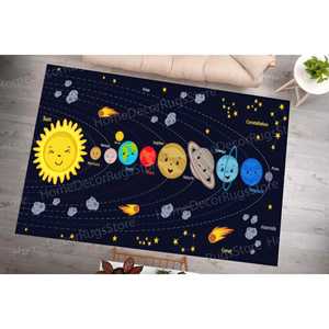 Space Planet <b>Rugs</b> Printed <b>Rug</b> - Cute Planets Design for Kids <b>Nursery</b>,Nonwoven Soft <b>Rug</b> - Product Image 1