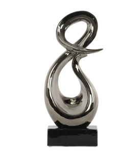 Sculpture d'art minimaliste en métal sur base en bois, ornement de table décoratif pour la maison, style européen - Product Image 2