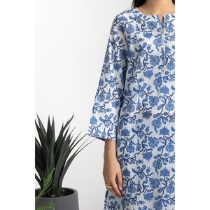 Ensemble coordonné imprimé Dobby bleu pour femme, tenue de tous les jours, tissu crêpe, ensemble short deux pièces, longueur au-dessus du genou, tailles XS et XXS - Product Image 4