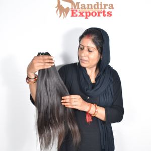 Extensions de cheveux vierges indiennes 100% bon marché en gros, cuticules alignées, noires, lisses, 8-32 pouces, mèches de cheveux humains du temple - Product Image 5