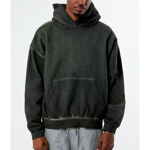 เสื้อฮู้ดผู้ชาย Boxy แบบครอปมีฮู้ดกำหนดโลโก้เองได้ทั้งชายและ100% มีฮู้ดผ้าคอตตอนจัดส่งฟรี - Product Image 4