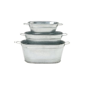 Juego de 3 macetas de flores galvanizadas de Hierro forma ovalada para decoración de hogar y jardín maceta de flores hecha a mano personalizada - Product Image 1