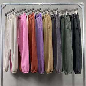 <b>Double</b>-Layered Waist Jogger Pants Acid Wash Casual Printed Sports <b>Trousers</b> with Elastic Closure Sun Faded Canvas Material - Product Image 2