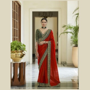 Sari bordado de seda Vichitra real tradicional indio más vendido exclusivo último Sari de Boda nupcial étnico fiestas elegantes - Product Image 1