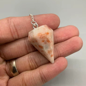 Péndulo de piedra solar natural, la mejor piedra preciosa de cristal natural al por mayor, Péndulo de cono facetado curativo para radiestesia de ágata Aameena - Product Image 2