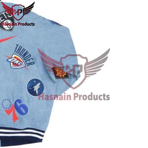 Logo Multiple Striped <b>Bomber</b> Baseball <b>Varsity</b> <b>Jacket</b> Premium Custom Logo Coat Unisex Premium Sleeve Winter Windproof - Product Image 6