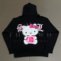 Üretici Erkek Kapüşonlu Sweatshirtleri %100 Pamuk Ağır Polar Tüm Yüzeyi İşlemeli Özelleştirilebilir Tasarımcı Yüksek Kalite Bol Kesim Kışlık