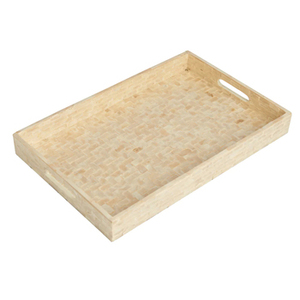 Bandeja de servicio hecha a mano de madera con acabado natural Diseño elegante Perfecto para cocina Comedor Hotel y artículos de uso de servicio de alimentos - Product Image 1