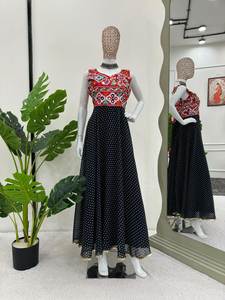 <b>Christmas</b> Party Special Faux Georgette Fabric Back Side Dori Attach Digital Printed Long Length Kurti With Plus Size For <b>Women</b> - Product Image 5