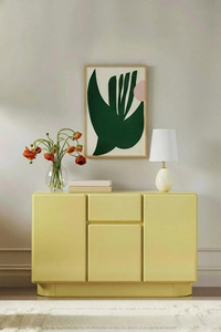 Tendance 2026 : Buffet laqué brillant crème jaune, moderne, luxueux, fait main, élégant et minimaliste - Product Image 2