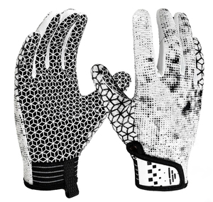 Gants de football américain en cuir 100% de haute qualité imprimés sur mesure, poignée en silicone à motif de diamant. - Product Image 5