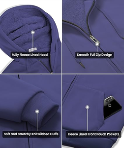 Venta al por mayor personalizado en blanco de los hombres con cremallera Sudadera con capucha logotipo personalizado Puff estampado cárdigans con cremallera de gran tamaño sudaderas con capucha Unisex - Product Image 4