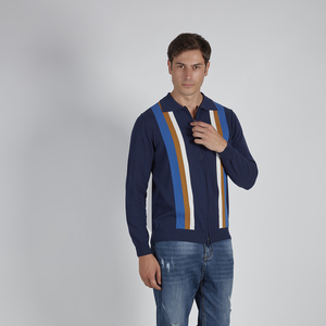 Camicia Casual da Uomo <span class=keywords><strong>a</strong></span> Maniche Lunghe con Scollo <span class=keywords><strong>a</strong></span> V in Cotone Organico 100% di Alta Qualità, Tinto in Filo, Ecologica e <span class=keywords><strong>a</strong></span> Righe - Product Image 2