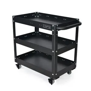 Rolling Tool Cabinet Trolley Hand Tool 3 Tier Rugged Equipment Case Black Metal For Mechanic Tool Storage OEM Style Industrial